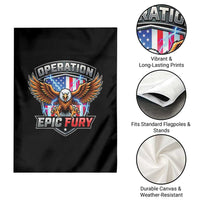 Operation Epic Fury Patriotic Bald Eagle Garden Flag American Flag Shield Graphic Freedom Pride