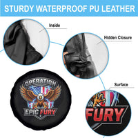 Operation Epic Fury Patriotic Bald Eagle Spare Tire Cover American Flag Shield Graphic Freedom Pride