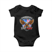 Operation Epic Fury Patriotic Bald Eagle Baby Onesie American Flag Shield Graphic Freedom Pride
