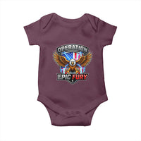 Operation Epic Fury Patriotic Bald Eagle Baby Onesie American Flag Shield Graphic Freedom Pride
