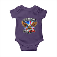 Operation Epic Fury Patriotic Bald Eagle Baby Onesie American Flag Shield Graphic Freedom Pride