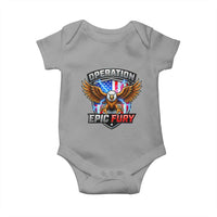 Operation Epic Fury Patriotic Bald Eagle Baby Onesie American Flag Shield Graphic Freedom Pride