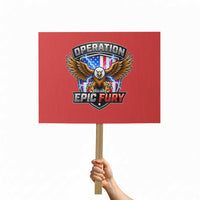 Operation Epic Fury Patriotic Bald Eagle Protest Sign American Flag Shield Graphic Freedom Pride