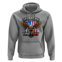 Operation Epic Fury Patriotic Bald Eagle Hoodie American Flag Shield Graphic Freedom Pride