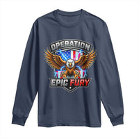 Operation Epic Fury Patriotic Bald Eagle Long Sleeve Shirt American Flag Shield Graphic Freedom Pride