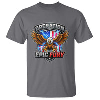 Operation Epic Fury Patriotic Bald Eagle T Shirt American Flag Shield Graphic Freedom Pride