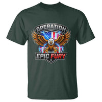 Operation Epic Fury Patriotic Bald Eagle T Shirt American Flag Shield Graphic Freedom Pride