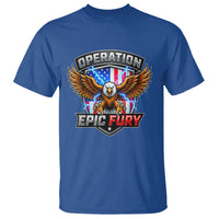 Operation Epic Fury Patriotic Bald Eagle T Shirt American Flag Shield Graphic Freedom Pride