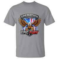 Operation Epic Fury Patriotic Bald Eagle T Shirt American Flag Shield Graphic Freedom Pride