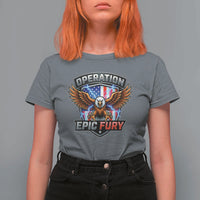 Operation Epic Fury Patriotic Bald Eagle T Shirt For Women American Flag Shield Graphic Freedom Pride