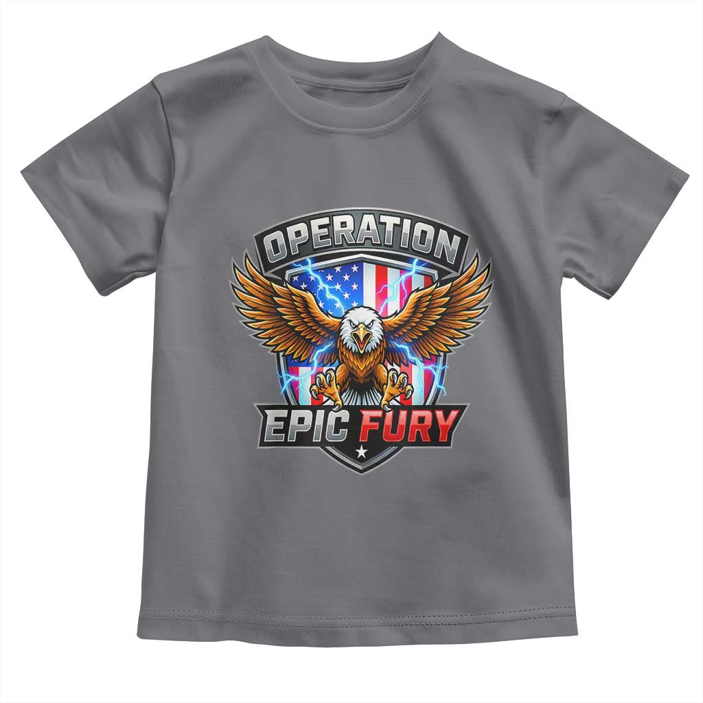 Operation Epic Fury Patriotic Bald Eagle Toddler T Shirt American Flag Shield Graphic Freedom Pride