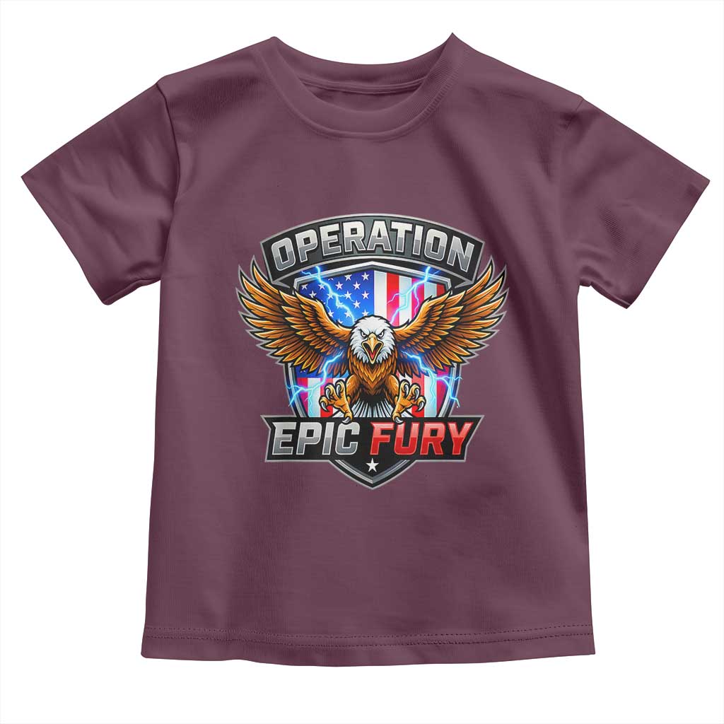 Operation Epic Fury Patriotic Bald Eagle Toddler T Shirt American Flag Shield Graphic Freedom Pride
