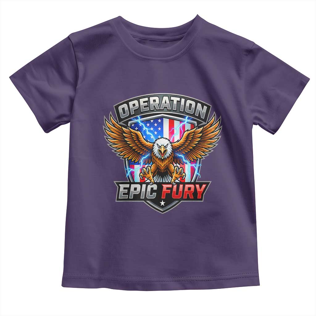 Operation Epic Fury Patriotic Bald Eagle Toddler T Shirt American Flag Shield Graphic Freedom Pride