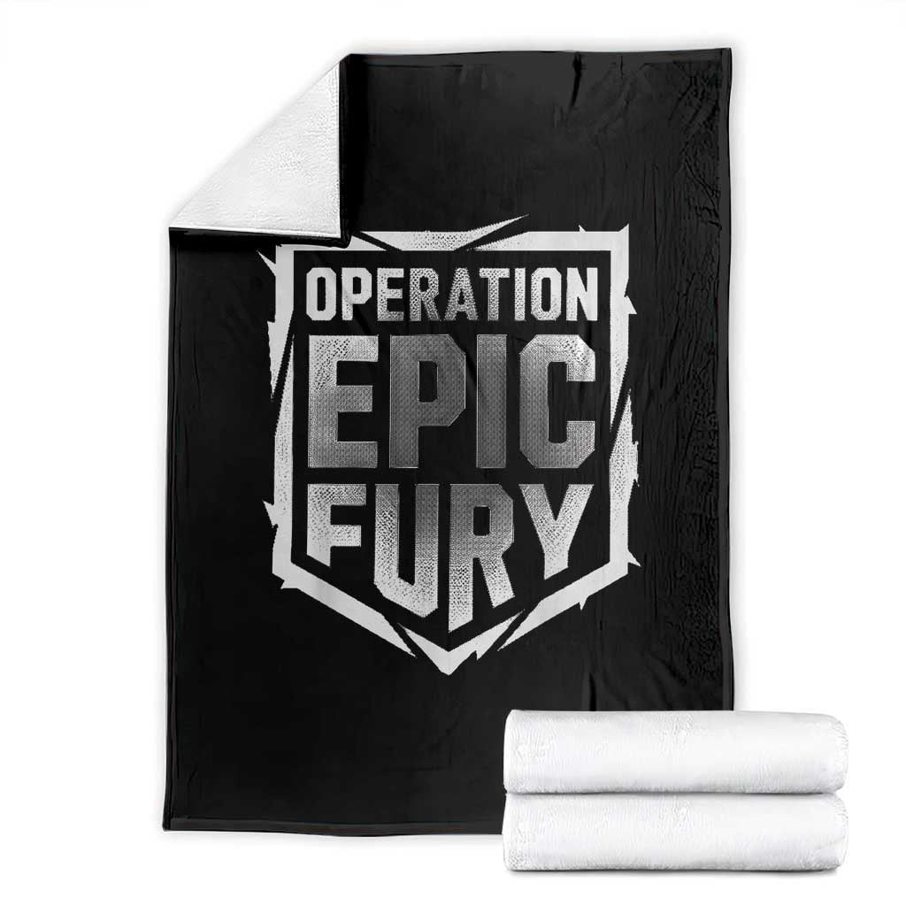 Operation Epic Fury Bold Tactical Shield Graphic Throw Blanket Strong Patriotic Statement Freedom Supporters