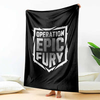 Operation Epic Fury Bold Tactical Shield Graphic Throw Blanket Strong Patriotic Statement Freedom Supporters