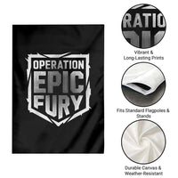 Operation Epic Fury Bold Tactical Shield Graphic Garden Flag Strong Patriotic Statement Freedom Supporters