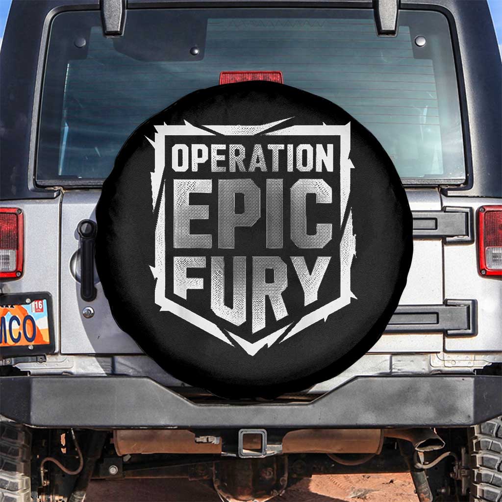 Operation Epic Fury Bold Tactical Shield Graphic Spare Tire Cover Strong Patriotic Statement Freedom Supporters