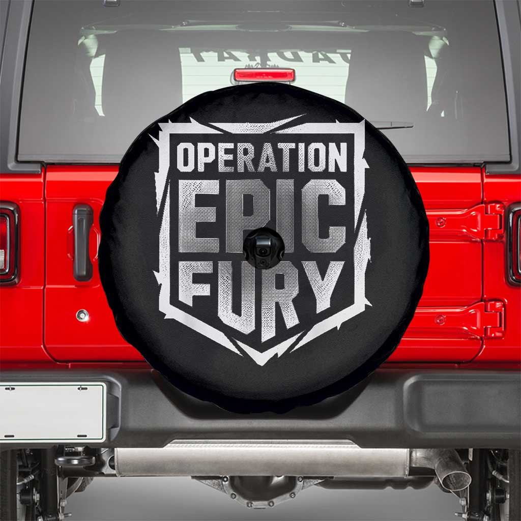 Operation Epic Fury Bold Tactical Shield Graphic Spare Tire Cover Strong Patriotic Statement Freedom Supporters