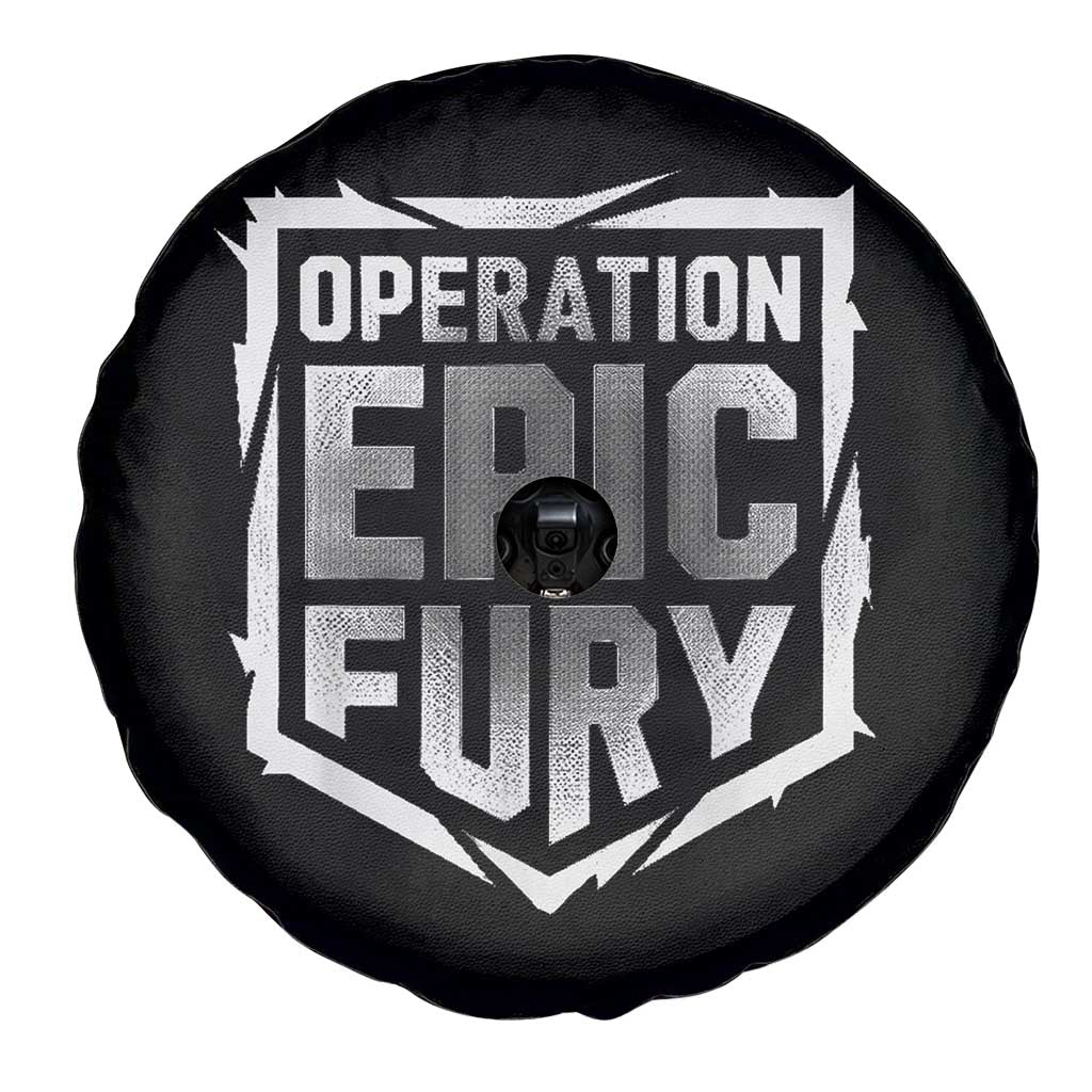Operation Epic Fury Bold Tactical Shield Graphic Spare Tire Cover Strong Patriotic Statement Freedom Supporters