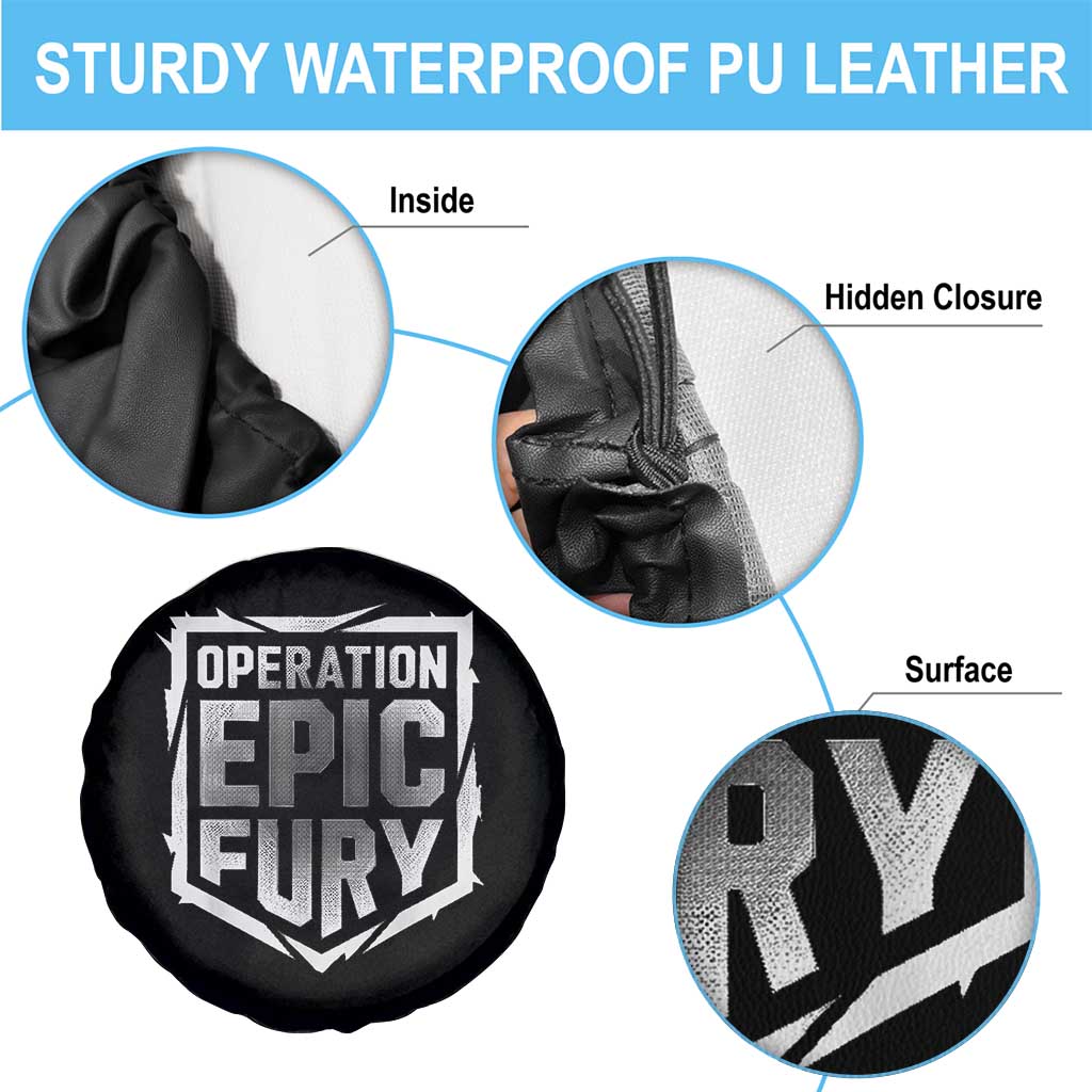 Operation Epic Fury Bold Tactical Shield Graphic Spare Tire Cover Strong Patriotic Statement Freedom Supporters
