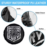 Operation Epic Fury Bold Tactical Shield Graphic Spare Tire Cover Strong Patriotic Statement Freedom Supporters