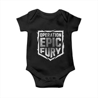 Operation Epic Fury Bold Tactical Shield Graphic Baby Onesie Strong Patriotic Statement Freedom Supporters