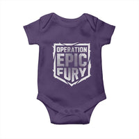 Operation Epic Fury Bold Tactical Shield Graphic Baby Onesie Strong Patriotic Statement Freedom Supporters