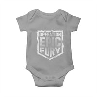 Operation Epic Fury Bold Tactical Shield Graphic Baby Onesie Strong Patriotic Statement Freedom Supporters