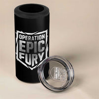 Operation Epic Fury Bold Tactical Shield Graphic 4 in 1 Can Cooler Tumbler Strong Patriotic Statement Freedom Supporters