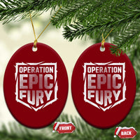 Operation Epic Fury Bold Tactical Shield Graphic Ceramic Ornament Strong Patriotic Statement Freedom Supporters