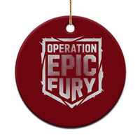 Operation Epic Fury Bold Tactical Shield Graphic Ceramic Ornament Strong Patriotic Statement Freedom Supporters