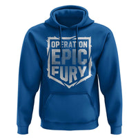 Operation Epic Fury Bold Tactical Shield Graphic Hoodie Strong Patriotic Statement Freedom Supporters