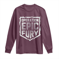 Operation Epic Fury Bold Tactical Shield Graphic Long Sleeve Shirt Strong Patriotic Statement Freedom Supporters