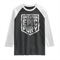 Operation Epic Fury Bold Tactical Shield Graphic Raglan Shirt Strong Patriotic Statement Freedom Supporters