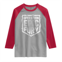 Operation Epic Fury Bold Tactical Shield Graphic Raglan Shirt Strong Patriotic Statement Freedom Supporters