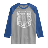 Operation Epic Fury Bold Tactical Shield Graphic Raglan Shirt Strong Patriotic Statement Freedom Supporters