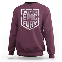 Operation Epic Fury Bold Tactical Shield Graphic Sweatshirt Strong Patriotic Statement Freedom Supporters