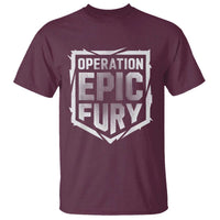 Operation Epic Fury Bold Tactical Shield Graphic T Shirt Strong Patriotic Statement Freedom Supporters