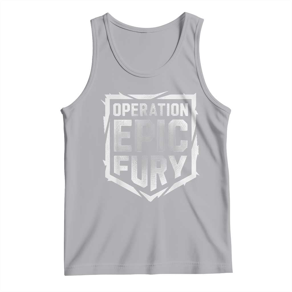 Operation Epic Fury Bold Tactical Shield Graphic Tank Top Strong Patriotic Statement Freedom Supporters