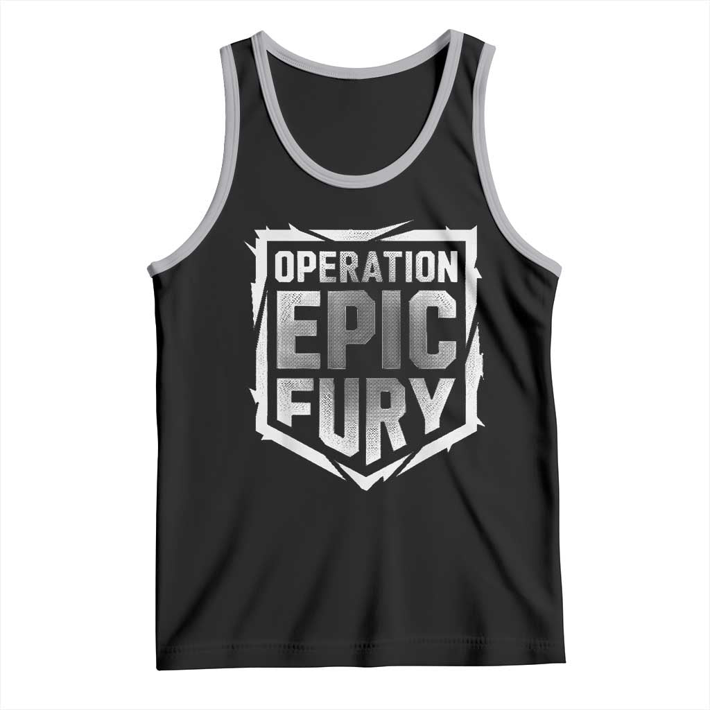 Operation Epic Fury Bold Tactical Shield Graphic Tank Top Strong Patriotic Statement Freedom Supporters