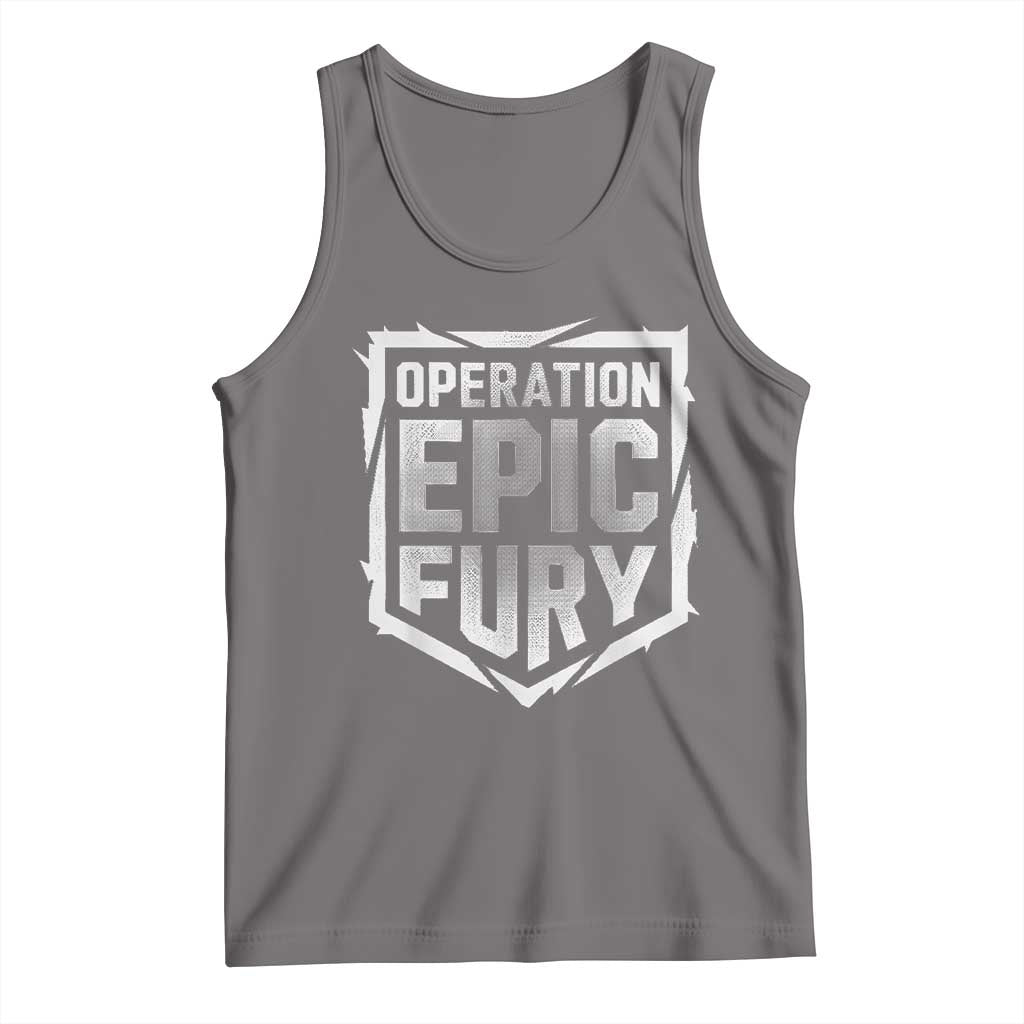 Operation Epic Fury Bold Tactical Shield Graphic Tank Top Strong Patriotic Statement Freedom Supporters