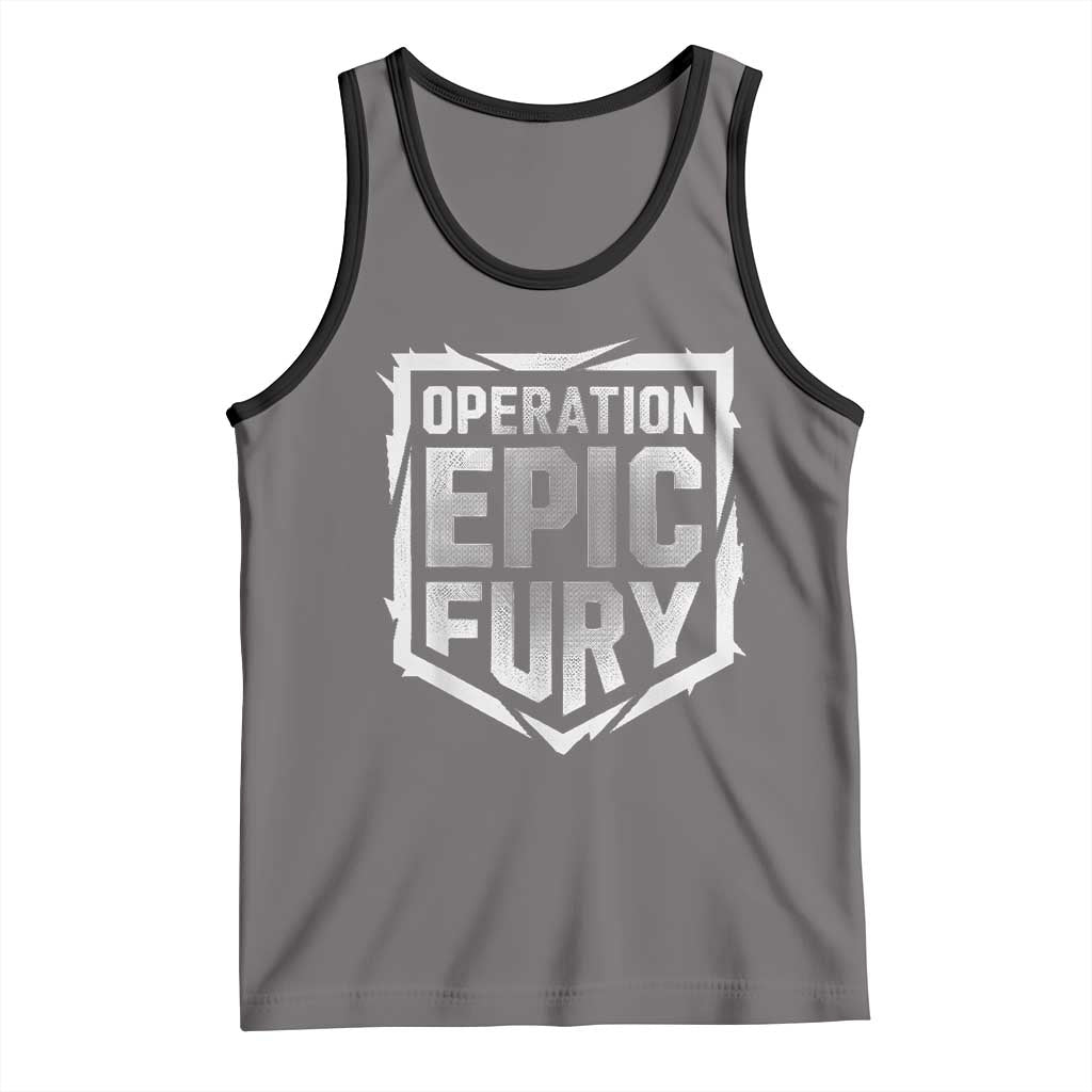 Operation Epic Fury Bold Tactical Shield Graphic Tank Top Strong Patriotic Statement Freedom Supporters