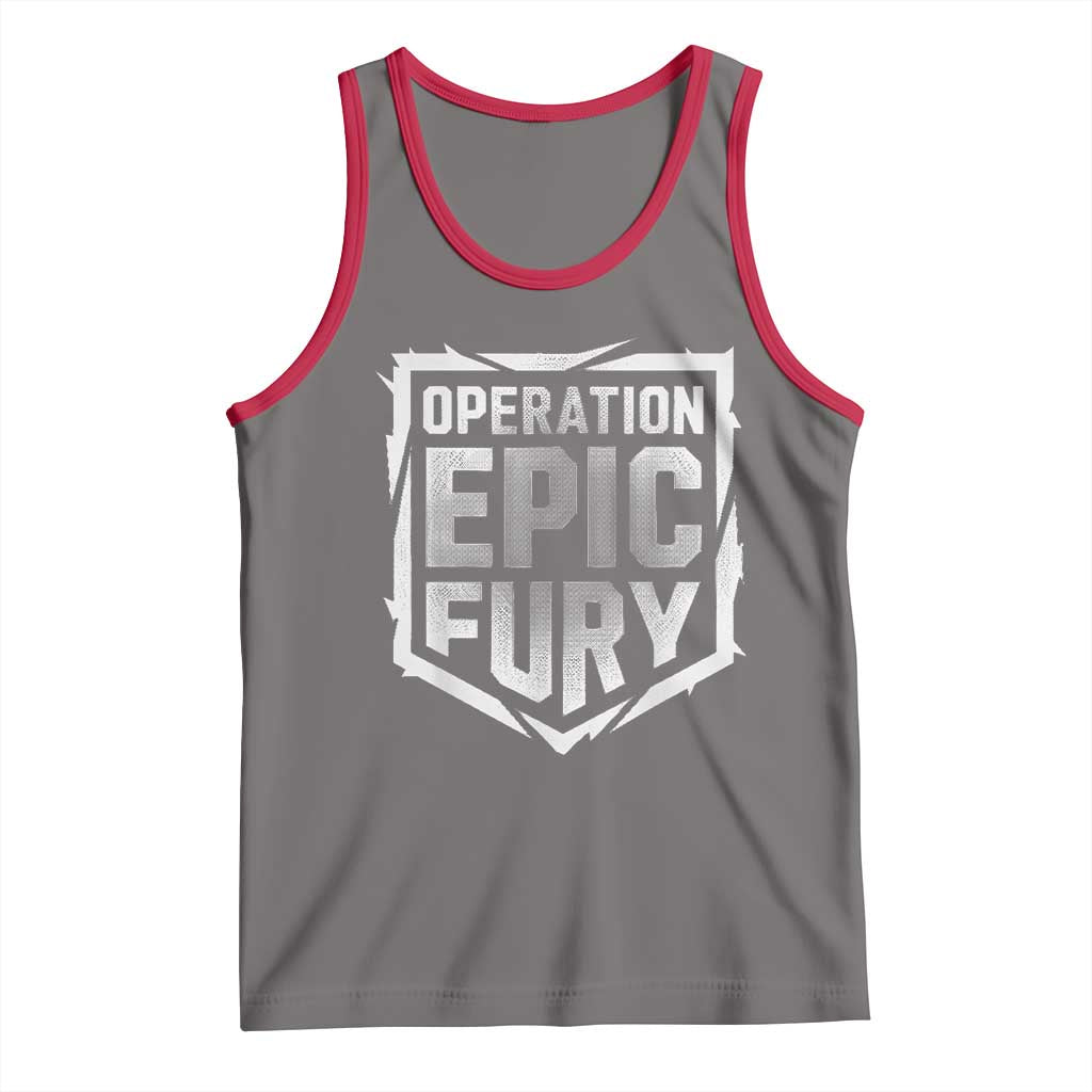 Operation Epic Fury Bold Tactical Shield Graphic Tank Top Strong Patriotic Statement Freedom Supporters