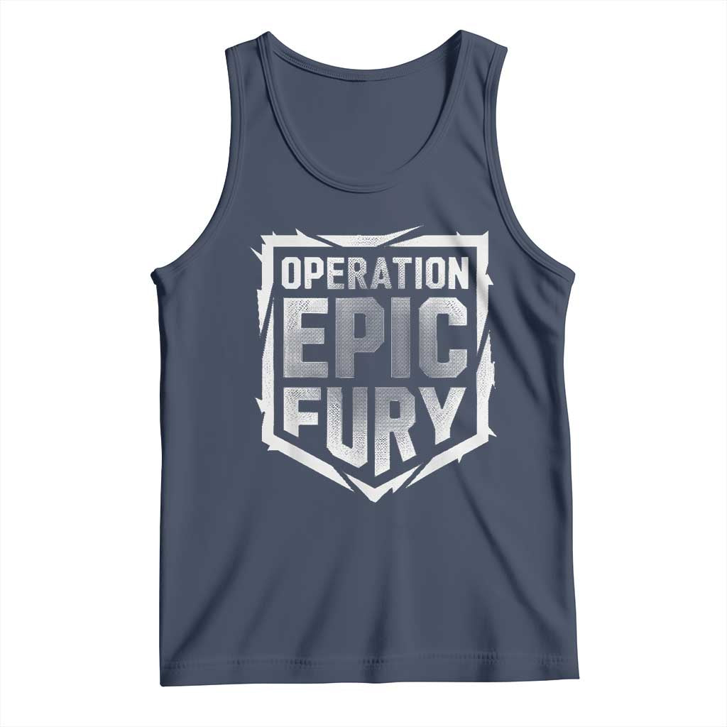 Operation Epic Fury Bold Tactical Shield Graphic Tank Top Strong Patriotic Statement Freedom Supporters