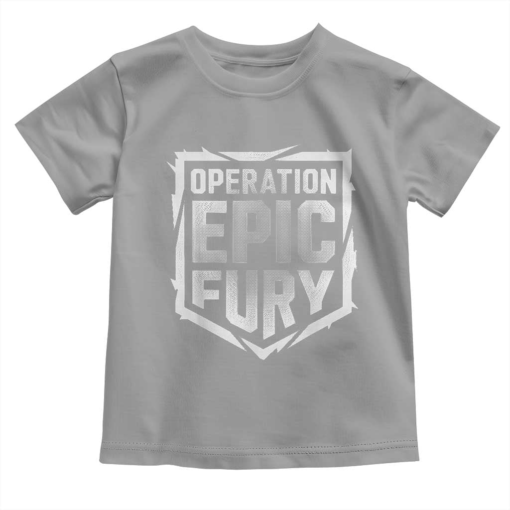Operation Epic Fury Bold Tactical Shield Graphic Toddler T Shirt Strong Patriotic Statement Freedom Supporters