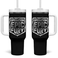 Operation Epic Fury Bold Tactical Shield Graphic Tumbler With Handle Strong Patriotic Statement Freedom Supporters