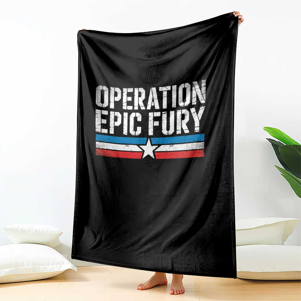 Operation Epic Fury Retro Patriotic Stripe Throw Blanket Vintage American Strength Freedom Supporters