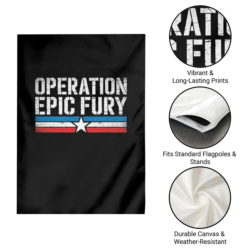 Operation Epic Fury Retro Patriotic Stripe Garden Flag Vintage American Strength Freedom Supporters
