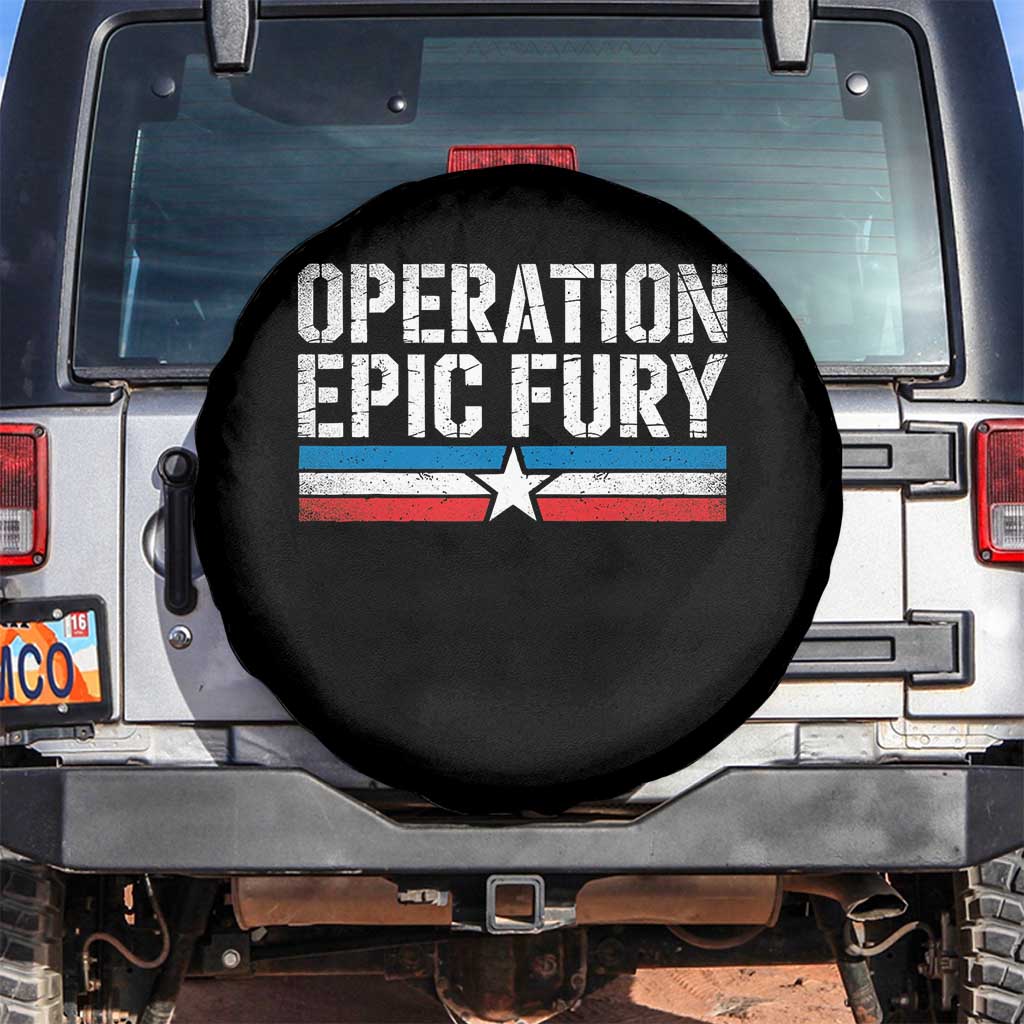 Operation Epic Fury Retro Patriotic Stripe Spare Tire Cover Vintage American Strength Freedom Supporters