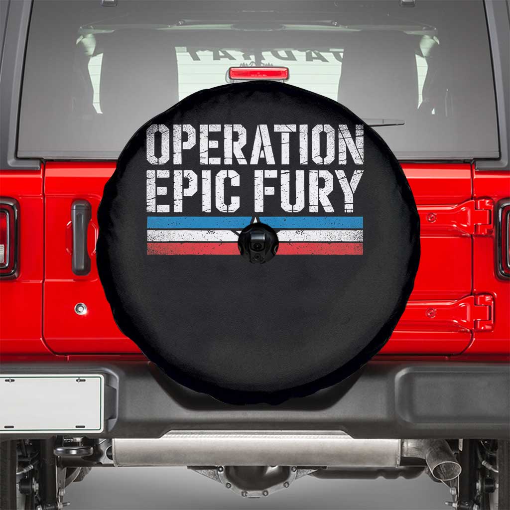 Operation Epic Fury Retro Patriotic Stripe Spare Tire Cover Vintage American Strength Freedom Supporters